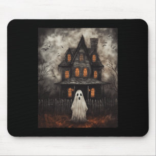 Vintag Ghost Spuk House Mitternacht Halloween Gho Mousepad