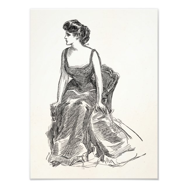 Vintag Gibson Girl Edwardian Retro Frauenportrait Fotodruck (Vorne)