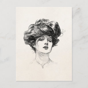 Vintag Gibson Girl Edwardian Retro Frauenportrait Postkarte