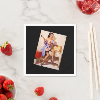 Vintag Gil Elvgren Hammer Classic Pinup Girl Serviette