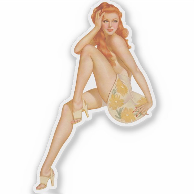 Vintag Ginger Pinup Aufkleber (Vorderseite)