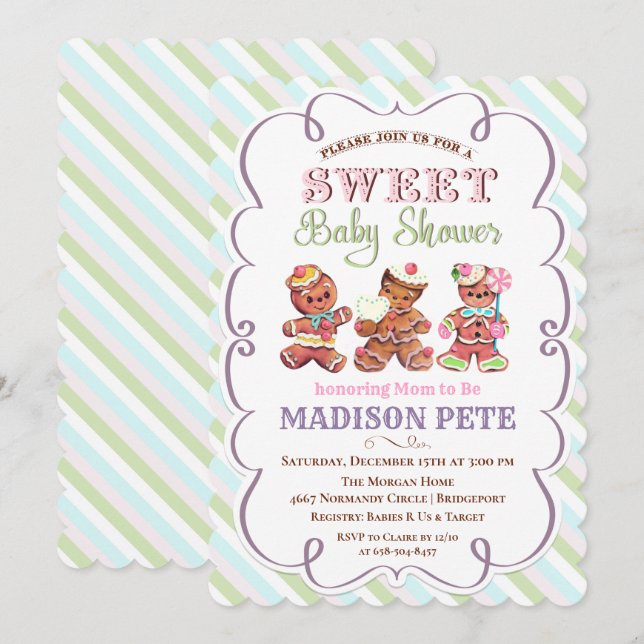 Vintag Gingerbread Holiday Baby Dusche Einladung (Vorne/Hinten)