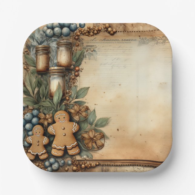 Vintag Gingerbrot Küche Pappteller (Vorderseite)