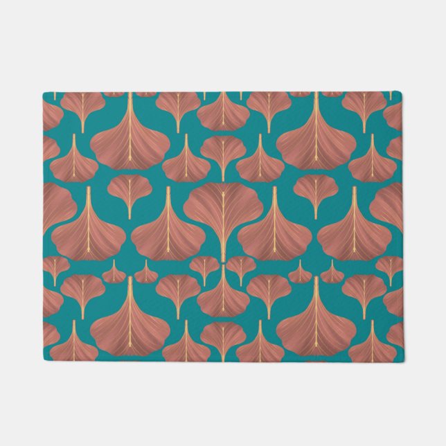 Vintag Ginkgo Aquamarines Blumenmuster Fußmatte (Vorderseite)