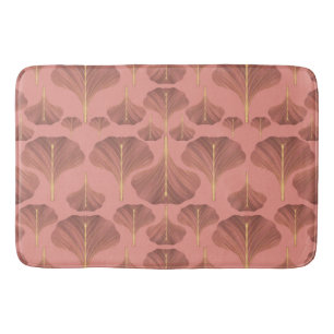Vintag Ginkgo Pink Floral Pattern Badematte