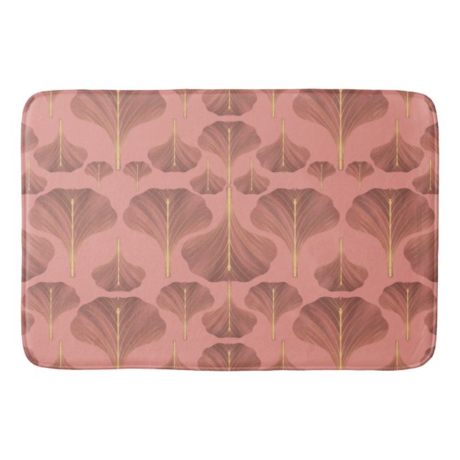 Vintag Ginkgo Pink Floral Pattern Badematte (Vorderseite)