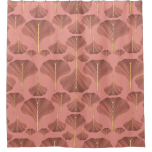 Vintag Ginkgo Pink Floral Pattern Duschvorhang