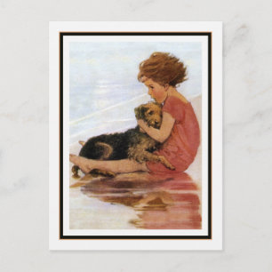 Vintag Girl and Dog von Jessie Willcox Smith Postkarte