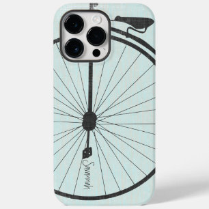 Vintag Girl Aqua Blue Bike Linen Case-Mate iPhone 14 Pro Max Hülle