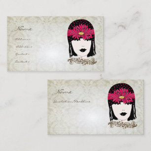 Vintag Girl Damask Rose Boutique Mode Visitenkarte
