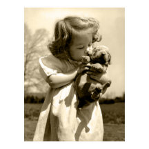 Vintag Girl Kisses Puppy