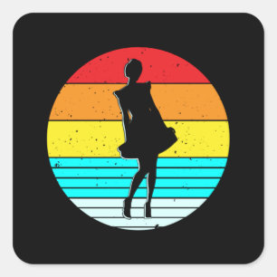 Vintag Girl Retro Lover Hungerfestungen Quadratischer Aufkleber