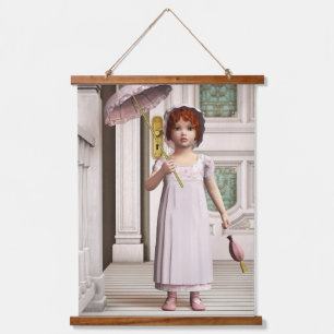 Vintag Girl - Sweet Retro Viktorianische Art Wandteppich Mit Holzrahmen
