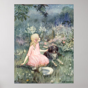Vintag Girl with Dog von Anne Anderson Poster
