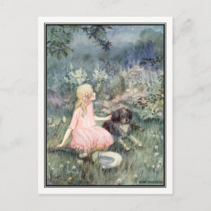 Vintag Girl with Dog von Anne Anderson Postkarte