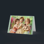 Vintag Girls Best Friends Geburtstag Karte<br><div class="desc">Ein niedliches und charmantes Vintages Portrait Viktorianischer Zeit Gemälde von drei besten Freundinnen und einem Welpen,  von Emile Vernon,  c. 1900.</div>