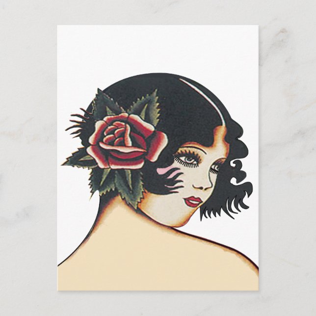 Vintag Girly Girl Postkarte (Vorderseite)