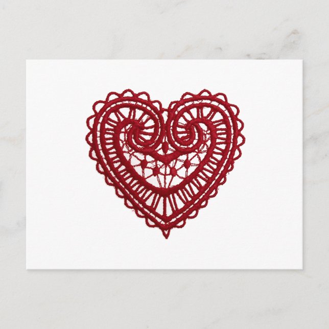 Vintag Girly Red Lace Heart Postkarte (Vorderseite)