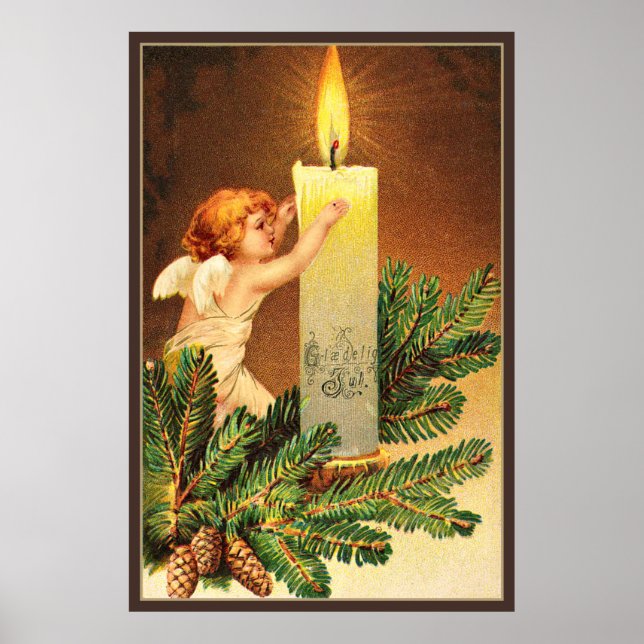 Vintag, Glaedelig, 1906 norwegische Postkarte Poster (Vorne)