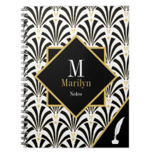 Vintag Glam 1920 Art Deco Black & White Palmettos