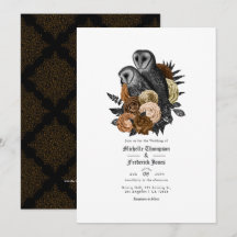 Vintag Glam Amber Owls Gothic Wedding QR Code
