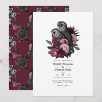 Vintag Glam Burgundy Owls Gothic Wedding