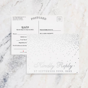 Vintag Glam Confetti Wedding RSVP Real Folie Einladungspostkarte