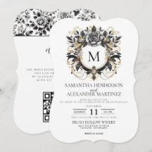 Vintag Glam Floral mit QR Code Hochzeit