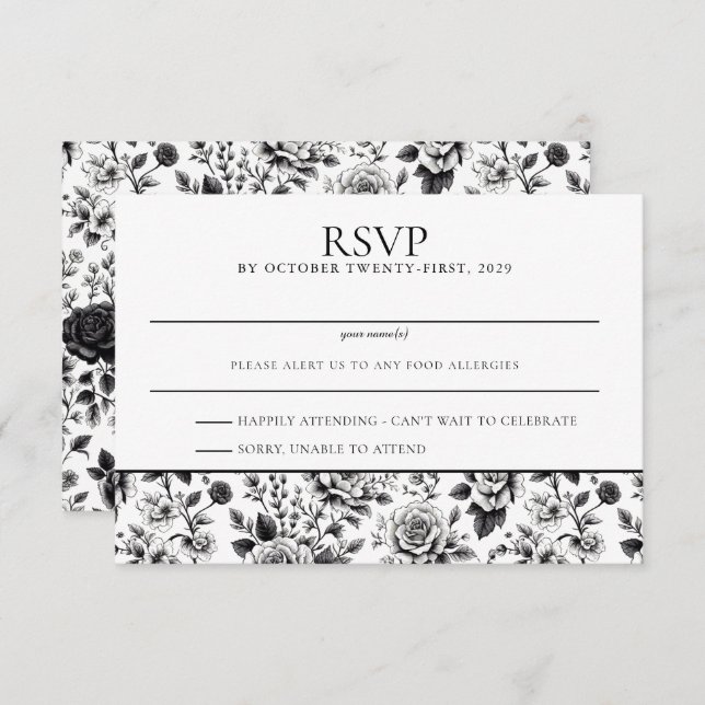 Vintag Glam Floral RSVP Karte (Vorne/Hinten)