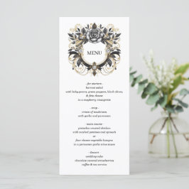 Vintag Glam Floral Wedding Menükarte