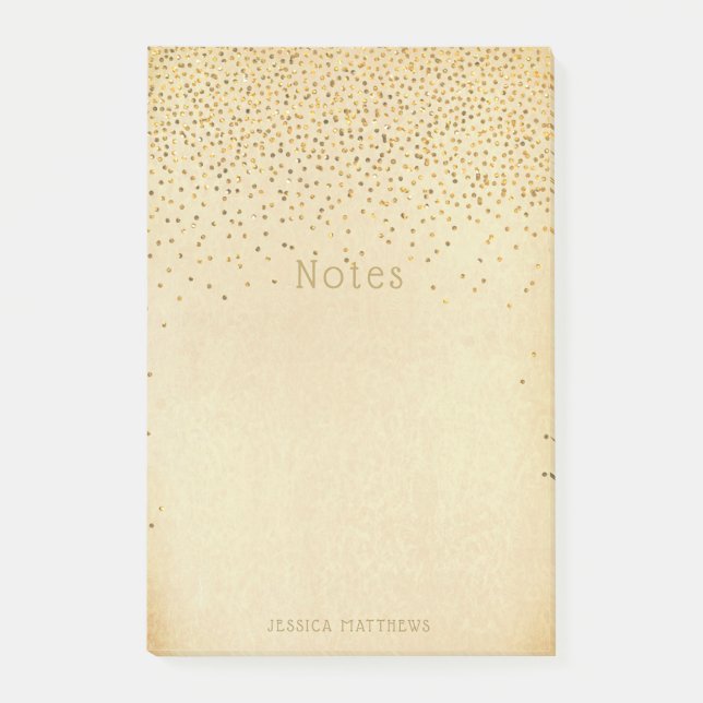 Vintag Glam Gold Confetti Post-it Klebezettel (Vorderseite)