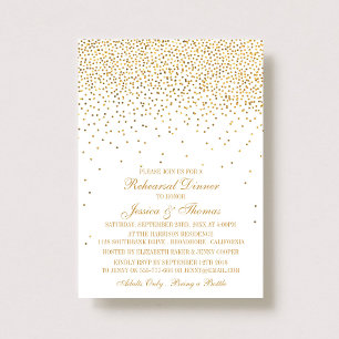 Vintag Glam Gold Confetti Probe Dinner Einladung
