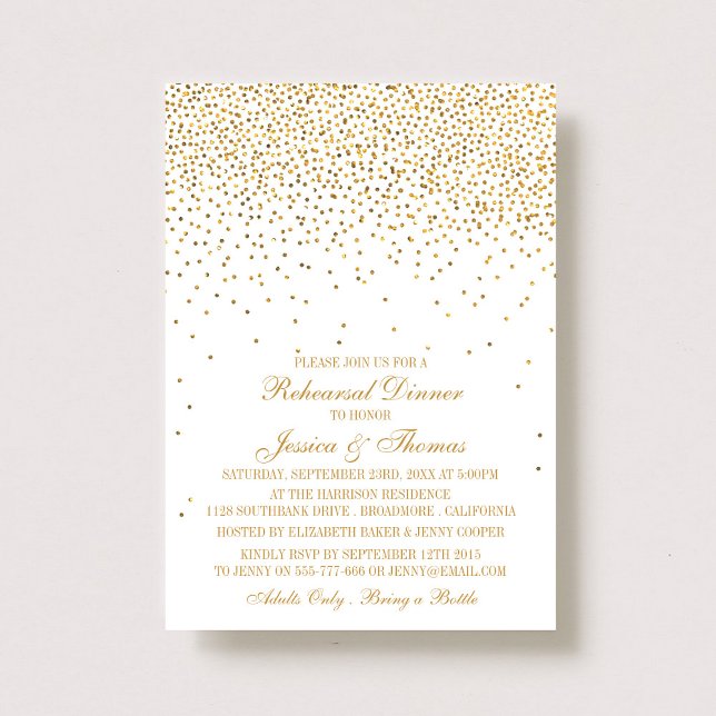 Vintag Glam Gold Confetti Probe Dinner Einladung (Von Creator hochgeladen)