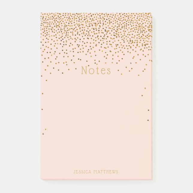 Vintag Glam Gold Confetti Rosa Post-it Klebezettel (Vorderseite)