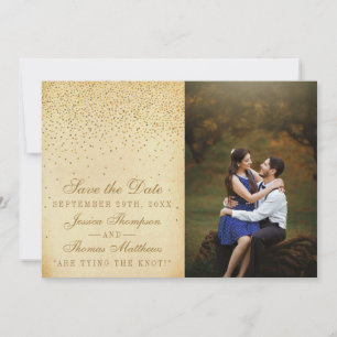 Vintag Glam Gold Confetti Wedding Foto Save The Date