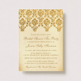 Vintag Glam Gold Damask Brautparty Einladung