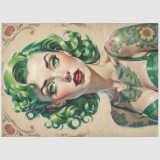 Vintag Glam Green Emerald Button Up Decoupage Seidenpapier