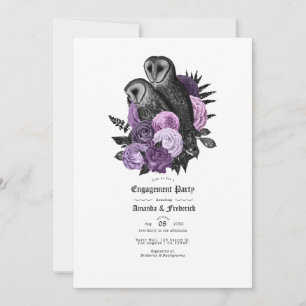 Vintag Glam Lila Owls Gothic Engagement Party Einladung