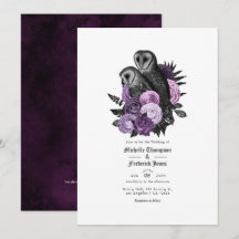 Vintag Glam Lila Owls Gothic Wedding QR Code