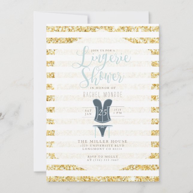 Vintag Glam Lingerie Dusche einladen Einladung (Vorderseite)