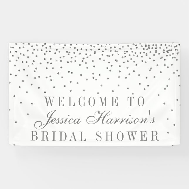 Vintag Glam Silver Confetti Brautparty Banner (Horizontal)