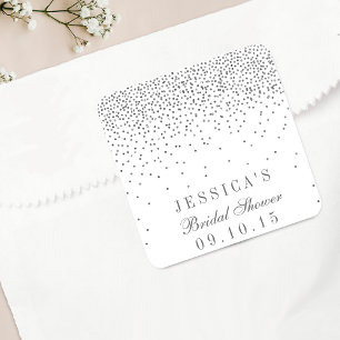 Vintag Glam Silver Confetti Brautparty Quadratischer Aufkleber
