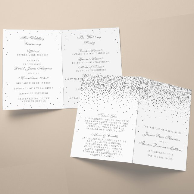 Vintag Glam Silver Confetti Hochzeitsprogramme (Von Creator hochgeladen)