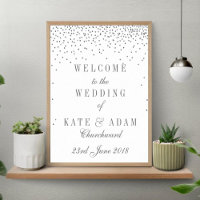 Vintag Glam Silver Confetti Wedding Begrüßungszeic