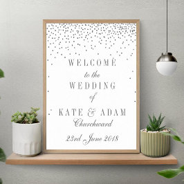 Vintag Glam Silver Confetti Wedding Begrüßungszeic Poster