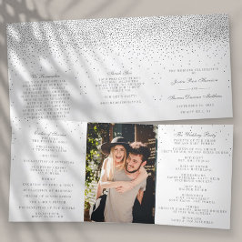 Vintag Glam Silver Confetti Wedding Collection Dreifach-gefaltete Programmkarte