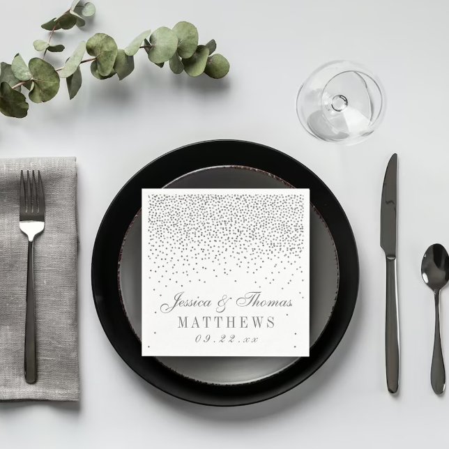Vintag Glam Silver Confetti Wedding Collection Serviette (Von Creator hochgeladen)