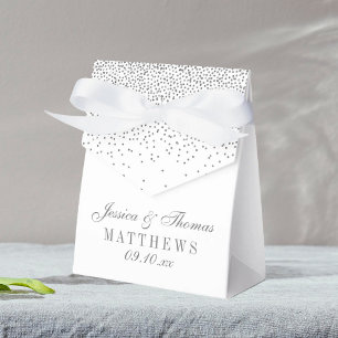 Vintag Glam Silver Confetti Wedding Geschenkschachtel
