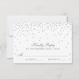 Vintag Glam Silver Confetti Wedding RSVP Cards