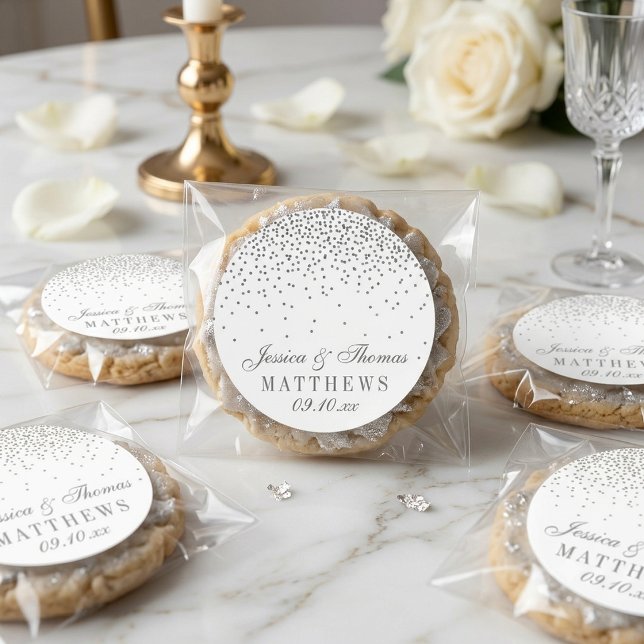 Vintag Glam Silver Confetti Wedding Stickers (Von Creator hochgeladen)